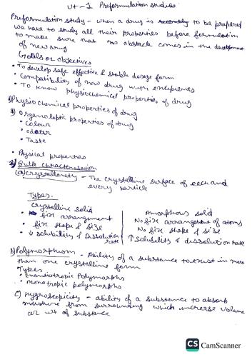 unit1 preformulation studies important notes 5th Semester B.Pharmacy ,BP502T Formulative (Industrial) Pharmacy,BPharmacy,Handwritten Notes,BPharm 5th Semester,Important Exam Notes,Important hand written notes,