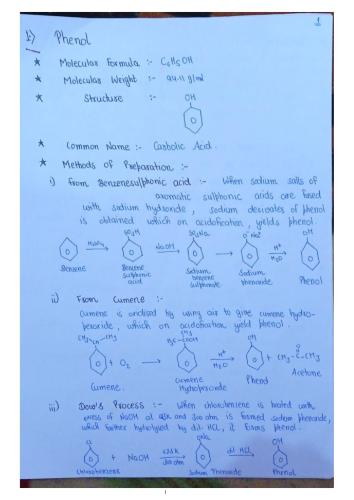 Phenol Unit-2 3rd Semester B.Pharmacy Lecture Notes,BP301T Pharmaceutical Organic Chemistry II,Pharmaceutical Organic Chemistry,