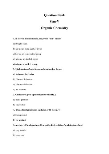 OC III Sem V Question Bank and ANswer Key 5th Semester B.Pharmacy Practice Material/Mock Test,BP401T Pharmaceutical Organic Chemistry III,