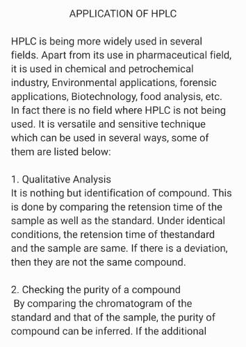 Application of HPLC 7th Semester B.Pharmacy Lecture Notes,BP701T Instrumental Methods of Analysis,