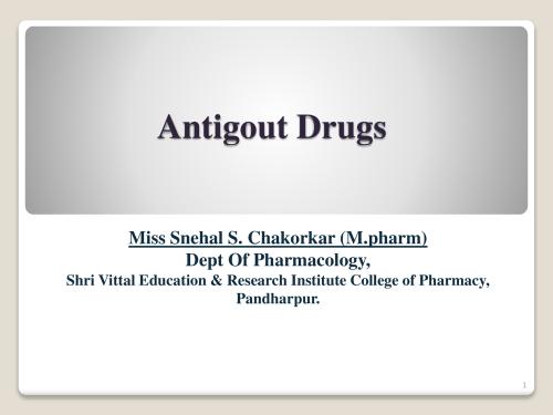 Antigout Drugs PPT 5th Semester B.Pharmacy Lecture Notes,BP503T Pharmacology II,Handwritten Notes,PPT,