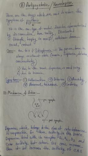 U-IV (Antipsychotic Drugs),  Medicinal Chemistry I 4th Semester B.Pharmacy Lecture Notes,BP402T Medicinal Chemistry I,