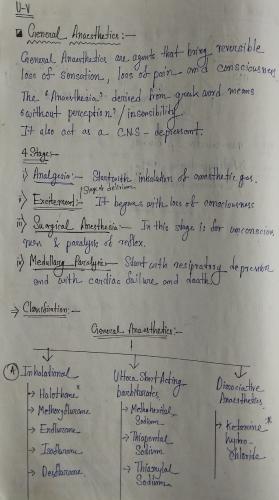 U-V (General Anaesthetic), Medicinal Chemistry I 4th Semester B.Pharmacy Lecture Notes,BP402T Medicinal Chemistry I,