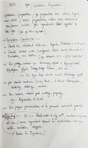 U-IV (Ophthalmic Preparation), Industrial Pharmacy I 5th Semester B.Pharmacy Lecture Notes,BP702T Industrial Pharmacy,