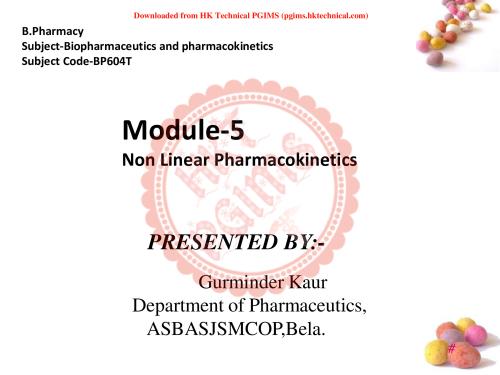 Unit 5 BP  1  6th Semester B.Pharmacy Lecture Notes,BP604T Biopharmaceutics and Pharmacokinetics,