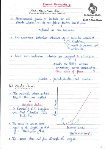 Non newtonian system 4th Semester B.Pharmacy Lecture Notes,BP403T Physical Pharmaceutics II,