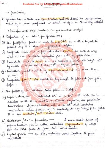 Gravimetry  1st Semester B.Pharmacy Lecture Notes,BP102T Pharmaceutical Analysis I,