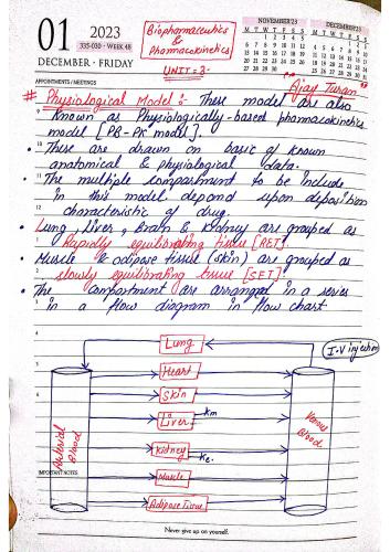 Physiological model 6th Semester B.Pharmacy Lecture Notes,BP604T Biopharmaceutics and Pharmacokinetics,Handwritten Notes,Biopharmaceutics and Pharmacokinetics,Imp question for 6th sem,6th sem notes,Ajay Turan,Unit=3 biopharmaceutics,Physiological model,