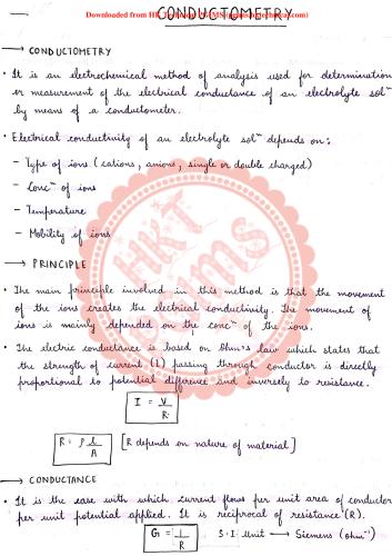 Conductometry  1st Semester B.Pharmacy Lecture Notes,BP102T Pharmaceutical Analysis I,