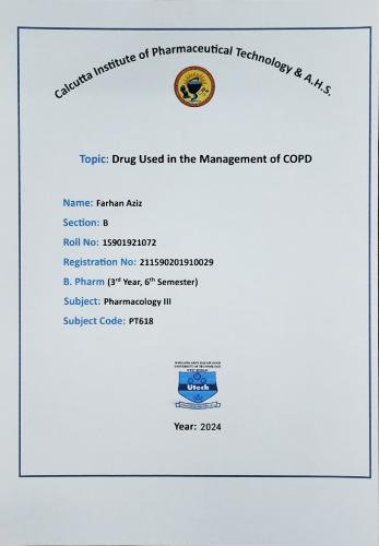 Drugs used in COPD 6th Semester B.Pharmacy Assignments,BP602T Pharmacology III,